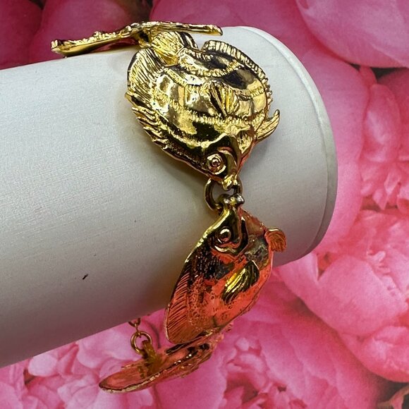 Rare Find!  Maurice Milleur Gold-Plated Pewter “Reef Fish” Bracelet - Picture 14 of 15